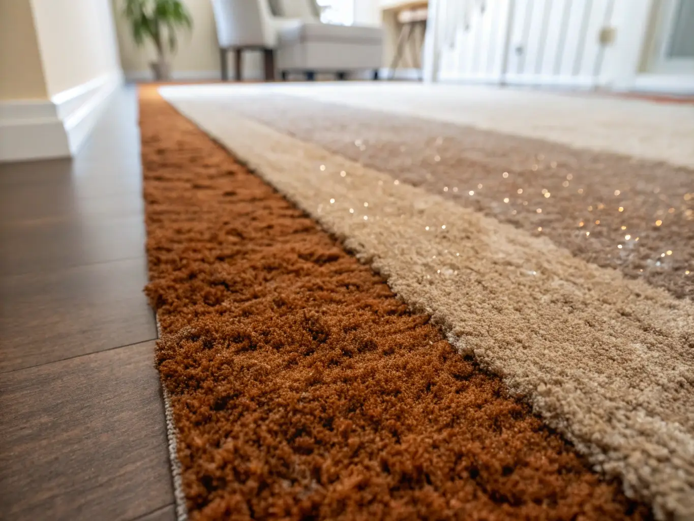 A close-up shot of a freshly cleaned rug, highlighting the vibrant colors and spotless fibers after Hey Clean's upholstery and rug cleaning service.