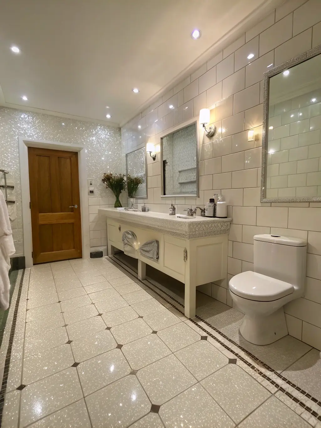 A freshly cleaned bathroom with a spotless mirror and sparkling fixtures, demonstrating Hey! Clean's commitment to hygiene and cleanliness in residential spaces.